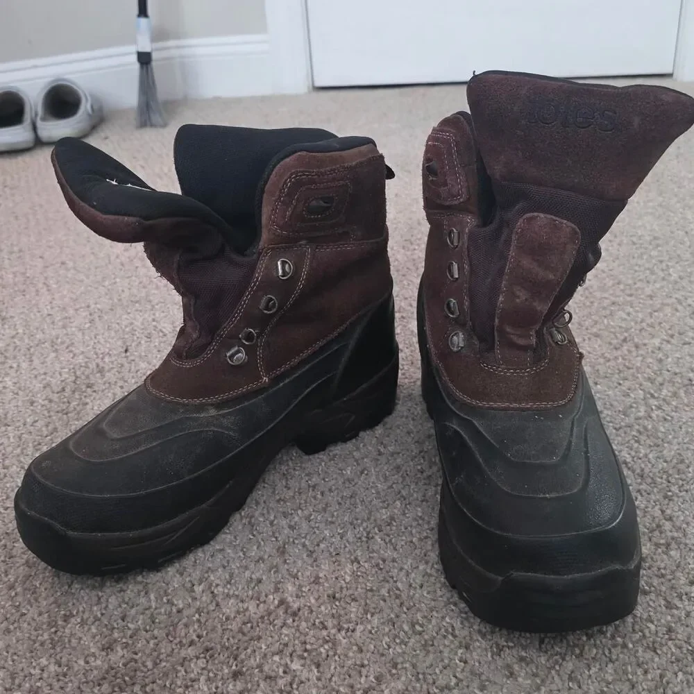 Totes Brown Suede Duck Snow Boots Chunky Winter Gorpcore Y2K
